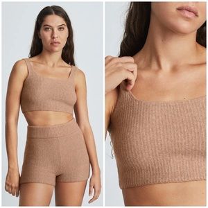 🤎EVERLANE THE COZY STRETCH CROP TANK TOP CAMEL M